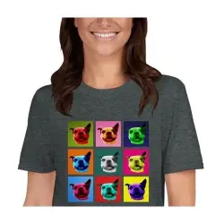 Mascochula camiseta mujer warhol personalizada con tu mascota gris oscuro