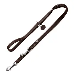 Correa ajustable de cuero HUNTER Aalborg marrón oscuro para perros - 200 x 1,5 cm (L x An)