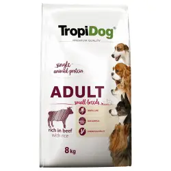 Tropidog Premium Adult Small ternera y arroz pienso para perros - 8 kg