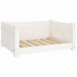 Cama Para Perros Madera Maciza De Pino Blanco 65,5x50,5x28 Cm Vidaxl