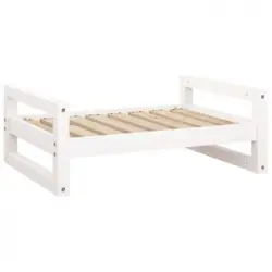 Cama Para Perros Madera Maciza De Pino Blanco 75,5x55,5x28 Cm Vidaxl