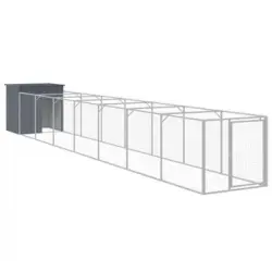 Caseta Perros Con Corral Acero Galvanizado Gris 110x813x110 Cm Vidaxl