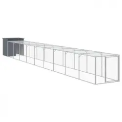 Gallinero Con Corral Acero Galvanizado Gris 110x1017x110 Cm Vidaxl