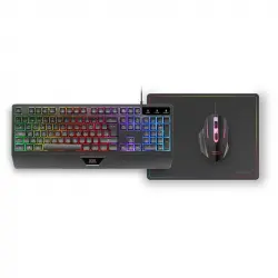 Mars Gaming MCP124 Combo 3 en1 Teclado LED RGB + Ratón RGB 3200 DPI + Alfombrilla, Español, Negro