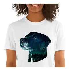 Mascochula camiseta mujer noche estrellada personalizada con tu mascota blanco