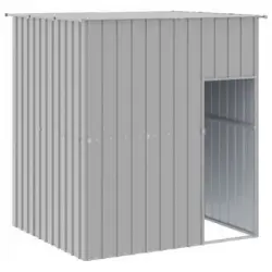 Caseta Perros Tejado Acero Galvanizado Gris Claro 165x153x181cm Vidaxl