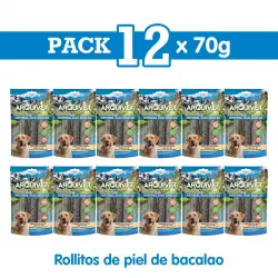 Rollitos de piel de bacalao - 70gr Snack para perros, Unidades 12 unidades