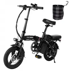 Honey Whale S6-s Bicicleta Eléctrica con Motor 350w Autonomía 40km Frenos De Disco Negro