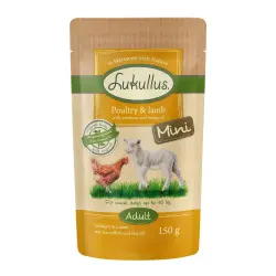 Lukullus Mini sin cereales 48 x 150 g - Pack Ahorro - Ave y cordero