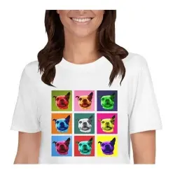 Mascochula camiseta mujer warhol personalizada con tu mascota blanco