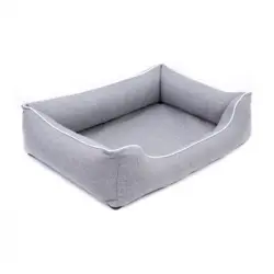 Mestizo Mallorca Orthopedic Cama Para Perros, Sofá, Lavable, Cama Con Certificado Öko-tex, Color Gris Claro Con Borde Blanco, Dimensiones Exteriores: