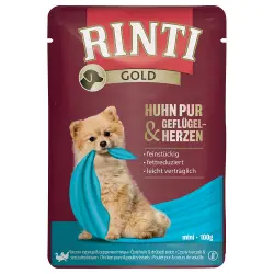 RINTI Gold 10 x 100 g - Puro pollo y corazones de ave