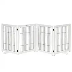 Barrera Seguridad Perros De Madera Acero 264x35,5x77 Cm-pawhut.blanco