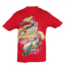 Camiseta Niño Tortugas amigas color Rojo