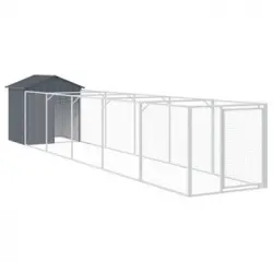 Caseta Perros Con Tejado Acero Galvanizado Gris 117x609x123 Cm Vidaxl