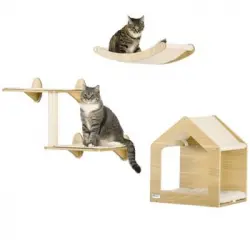 Estantes Gatos De Tablero Multicapa Felpa 40x32,5x45 Cm-pawhut. Roble