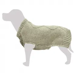 Jersey de punto trenzado beige para perros, Tallas 25 cm