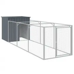 Caseta Perros Con Corral Acero Galvanizado Gris 110x405x110 Cm Vidaxl