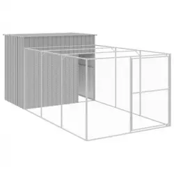 Caseta Perros Corral Acero Galvanizado Gris Claro 214x457x181cm Vidaxl