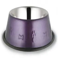 Comedero de acero inoxidable para mascotas color Morado