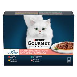 Gourmet Perle en sobres 8 x 85 g - Pack mixto - Vacuno, pollo, conejo y salmón