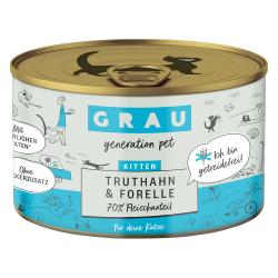 Grau Kitten sin cereales - Pavo y trucha (6 x 200 g)