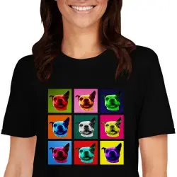 Mascochula camiseta mujer warhol personalizada con tu macota negro