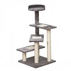 Pawhut árbol rascador de actividad 3 plataformas beige y gris para gatos