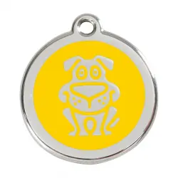 Placa identificativa Acero Inoxidable Esmalte Perro Amarillo para perros