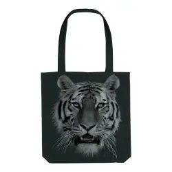 Bolso de Mano Cara Tigre Monocromática color Negro