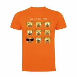 Camiseta hombre "I love my dog when..." color Naranja