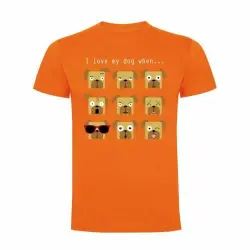 Camiseta hombre "I love my dog when..." color Naranja