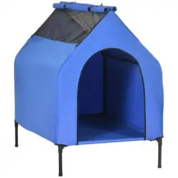 Caseta Para Perros Pawhut Tela Oxford Acero 130x85x121 Cm Azul