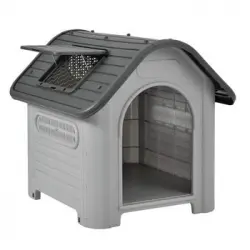 [en.casa] Caseta Para Perros De Plástico - Gris / Negro - Pvc - 87 X 72 X 75,5 Cm