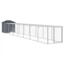 Jaula Gallinas Con Corral Acero Galvanizado Gris 117x813x123 Cm Vidaxl