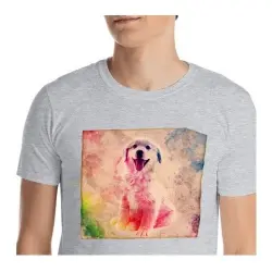 Mascochula camiseta hombre lienzo personalizada con tu mascota gris