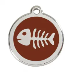 Placa identificativa Acero Inoxidable Esmalte Pez Esqueleto Marron para perros