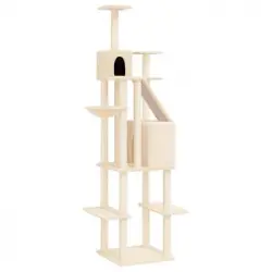Rascador Para Gatos Con Postes De Sisal Color Crema 201 Cm Vidaxl
