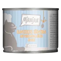 MjAMjAM en salsa comida húmeda para gatos 6 x 185 g - pollo escaldado con calabaza al vapor