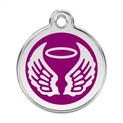 Placa identificativa Acero Inoxidable Esmalte Alas Angel Morado para perros