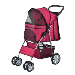 Carrito Para Mascotas Niceville - Hundebuggy Acero / Poliéster 73x46x100cm - Rojo [pro.tec]