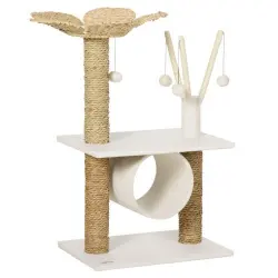 PawHut árbol rascador mediano blanco y marrón para gatos