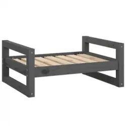 Cama Para Perros Madera Maciza De Pino Gris 65,5x50,5x28 Cm Vidaxl