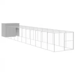 Caseta Perro Corral Acero Galvanizado Gris Claro 214x1273x181cm Vidaxl