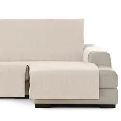 Vipalia Protector Funda Chaise Longue Lisa. Cubresofa Chenilla. Diseño Elite. Color Marfil. Chaise Largo Derecha