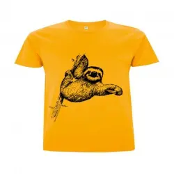 Animal totem camiseta manga corta algodón perezoso amarillo para hombres