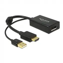 Delock Adaptador HDMI con Alimentación USB a DisplayPort 1.2 Macho/Hembra 25cm