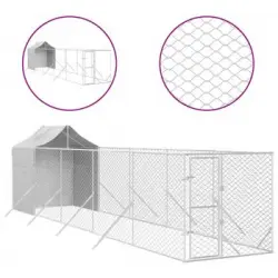 Perrera De Exterior Con Toldo Acero Galvanizado Plata 2x10x2,5m Vidaxl