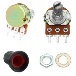 OcioDual Embellecedor Botón Rojo + Potenciómetro B10K Lineal Knob 16mm para Arduino