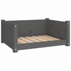 Cama Para Perros Madera Maciza De Pino Gris 65,5x50,5x28 Cm Vidaxl